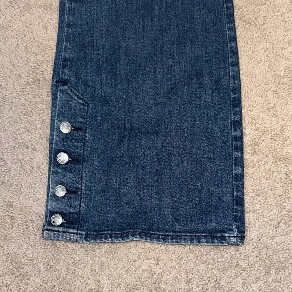Michael Kors Button Hem Flare High Waist Denim Blue Jeans Women's 18W